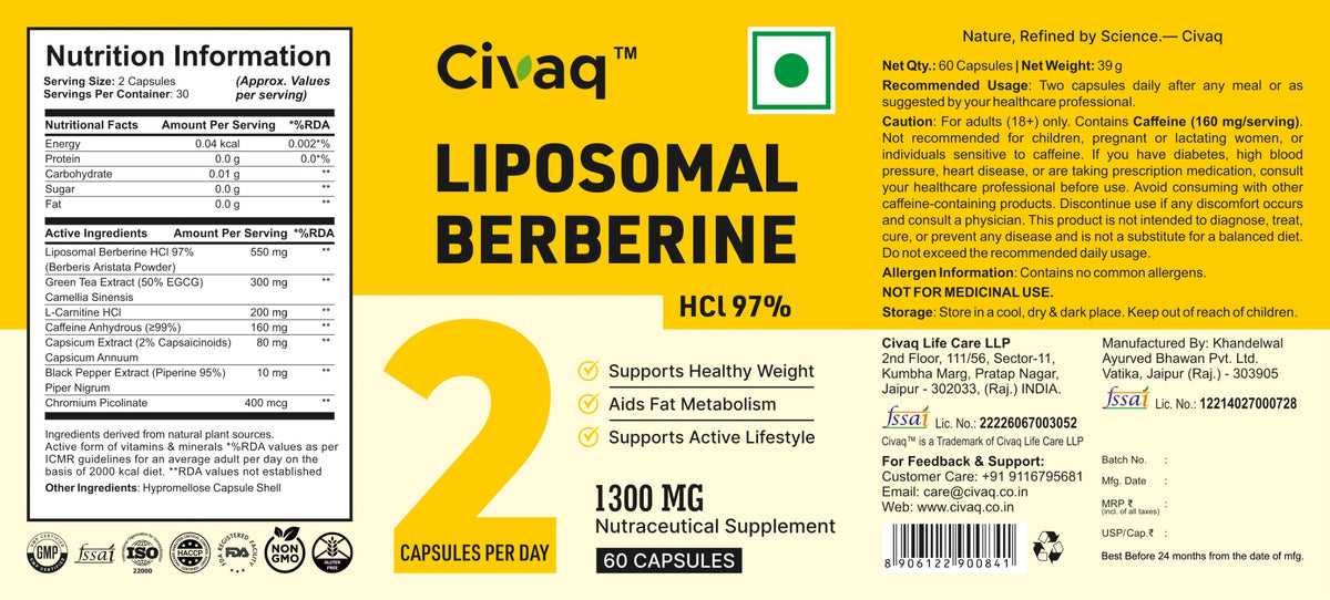 Civaq Liposomal Berberine HCl 97%